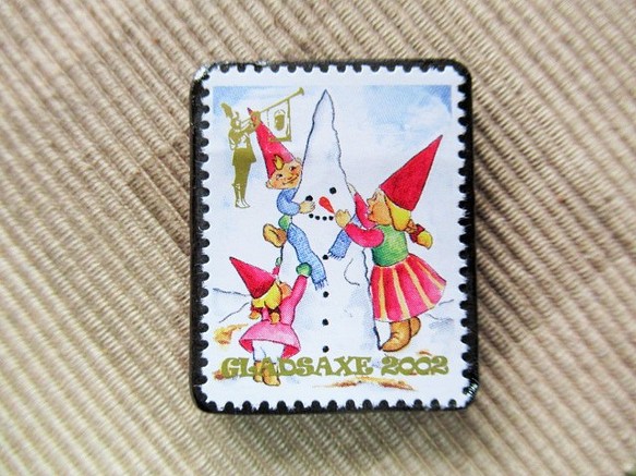 デンマーク　クリスマス切手ブローチ5647 1枚目の画像