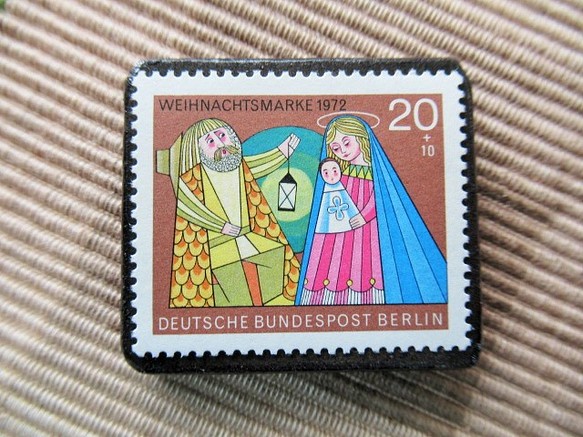 ドイツ　クリスマス切手ブローチ5673 1枚目の画像