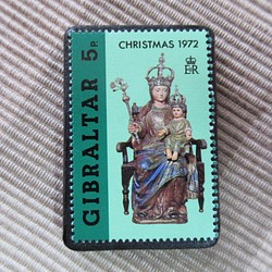 ジブラルダル　クリスマス切手ブローチ5684 1枚目の画像