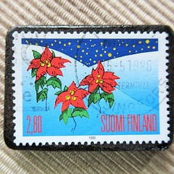 フィンランド　クリスマス切手ブローチ5736 1枚目の画像