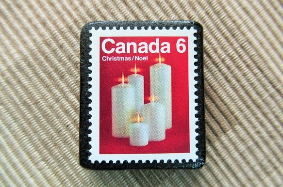 カナダ 激安直営店 クリスマス切手ブローチ 内祝い 5766