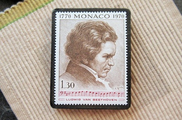 モナコ　ベートーベン切手ブローチ　6072 1枚目の画像