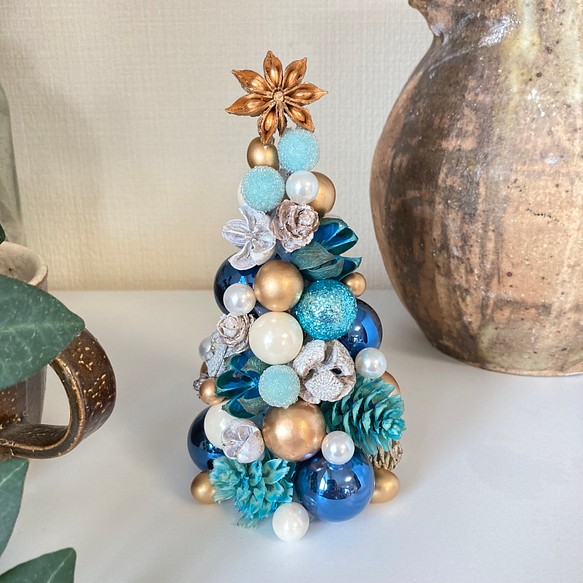 卓上ツリー　ブルー・クリスマスツリー(113)　 Creema限定クリスマス2021 1枚目の画像