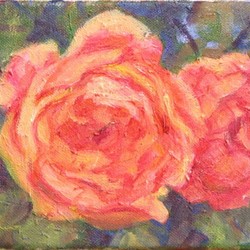 「想…二輪の薔薇」　油絵です。 1枚目の画像