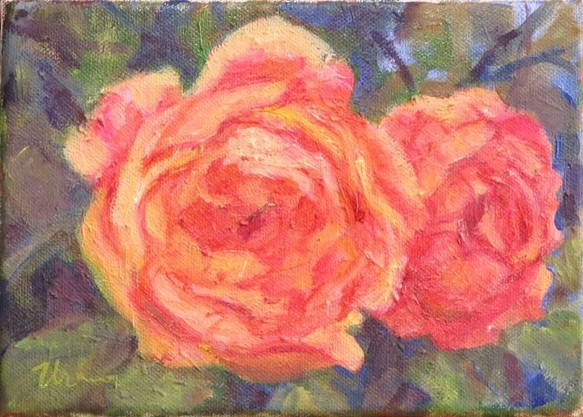「想…二輪の薔薇」　油絵です。 1枚目の画像