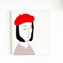 ファブリックパネル  ベレー帽をかぶる女 1枚目の画像