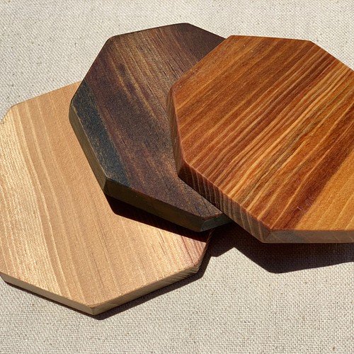 高級木材肥松（こえまつ）コースター 木製 木 小皿 コエ松 貴重 松 肥 