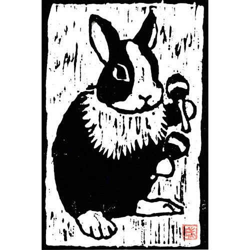 木版画「ウサギとマラカス」（額なし） 版画 AtelierVine 通販｜Creema 