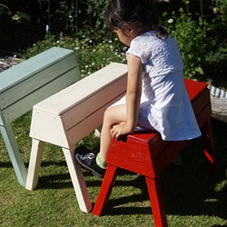 ソーホース　ベンチ　椅子　プランター台　 作業台 万能型 ワークベンチ 木製 車止め　 白 1枚目の画像