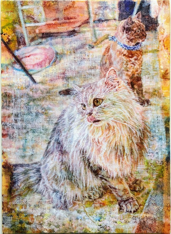 受注制作/ペット似顔絵(肖像画)(愛猫や愛犬や鳥やペットなど似顔絵)オーダー承ります。[画材：キャンバス/油彩]