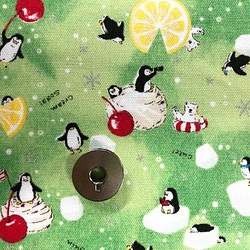 【100×50】ペンギン＆シロクマ＆フルーツ柄　オックス生地 1枚目の画像