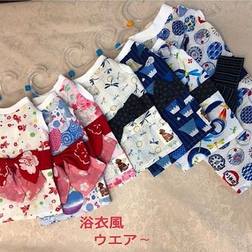 浴衣風ウエア とんぼ柄2 S/M/L サイズ 税込み、犬服*浴衣