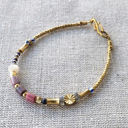 密提歐-玫瑰色的你 黃銅手環 光譜石 天然石 半寶石 DIY 客製化 飾品 配件 粉紅 第1張的照片