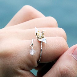 迷你紙鶴水晶戒指 - 一抹月色（月光）- 情人節禮物 第1張的照片
