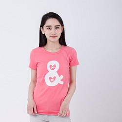 You and Me・ピーチ起毛ソフトコットン・半袖・レディースTシャツ、Rose Pink 1枚目の画像