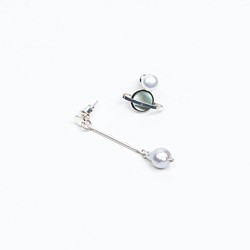 尼普頓珍珠不對稱耳環 Neptune asymmetrical pearl earrings 第1張的照片