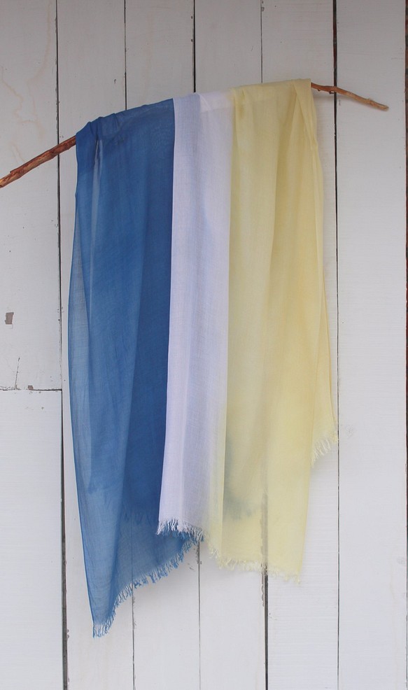 自在染isvara 藍染純棉圍巾 純粹系列 流動 第1張的照片