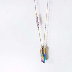 圓氐『綻放永恆』 波西米亞紫色迷惑長項鍊 手工設計 手工製作 微復古 輕珠寶 第1張的照片