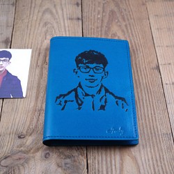 APEE皮手工~拓像護照夾~青藍 第1張的照片