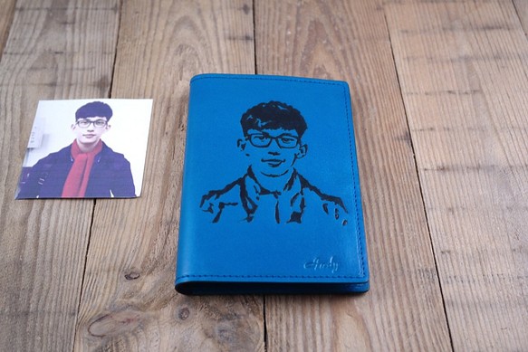 APEE皮手工~拓像護照夾~青藍 第1張的照片