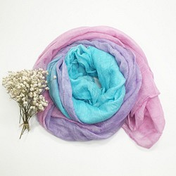 [夢話] 圍巾 絲巾 披肩 手染 渲染 染色/客製化 交換禮物 聖誕禮物 第1張的照片