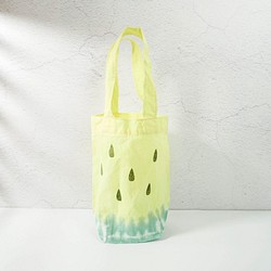 [小玉西瓜] 飲料提袋 環保袋 手提袋 杯套 手染 渲染 染色 第1張的照片