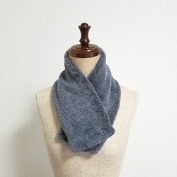 Fox生態皮草優雅短款圍巾灰色 第1張的照片