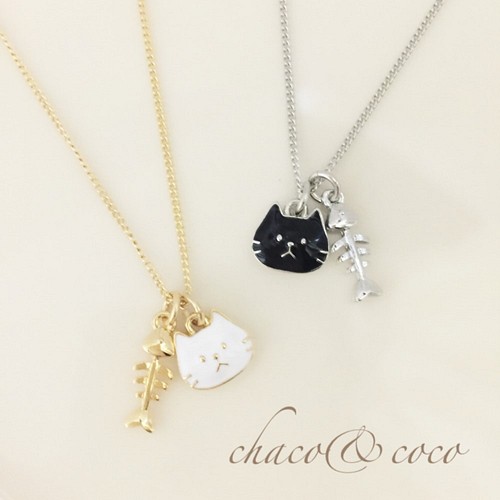 再販 猫 魚骨のかわいいネックレスｇ ｒ ネックレス ペンダント Chaco Coco 通販 Creema クリーマ ハンドメイド 手作り クラフト作品の販売サイト