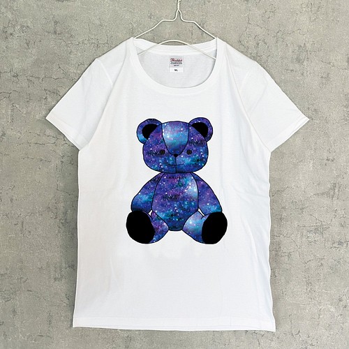 宇宙柄クマのぬいぐるみ Tシャツ Women 星 くま Tシャツ カットソー Lala Clover 通販 Creema クリーマ ハンドメイド 手作り クラフト作品の販売サイト