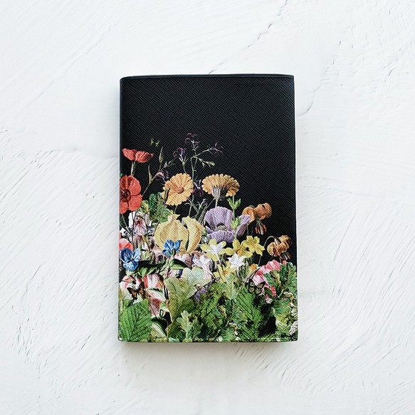 植物圖案（黑色） 書籍封面/筆記本封面（A6）Hobonichi Techo封面平裝書花卉花卉圖案 第1張的照片