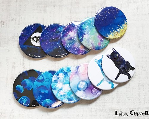 缶バッチ 缶バッジ / 宇宙 流星 星 夜空 猫 ねこ クラゲ くらげ ギャラクシー オッドアイ ブローチ