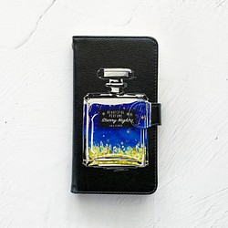 星降る夜Perfume 手帳型 iPhoneケース スマホケース / 香水 流星 夜空 星 クリスタル 1枚目の画像