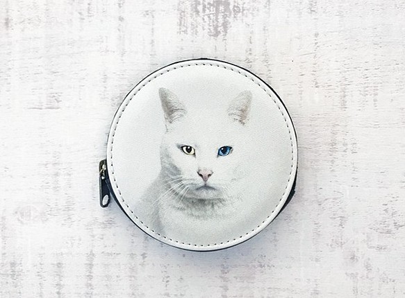白色貓奇數硬幣袋/錢包硬幣情況貓貓貓 第1張的照片