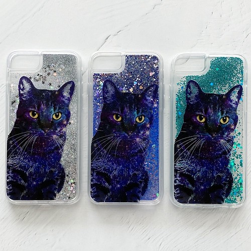 Galaxy Cat Iphoneグリッターケース 猫 Iphone13 Iphoneケース カバー Lala Clover 通販 Creema クリーマ ハンドメイド 手作り クラフト作品の販売サイト