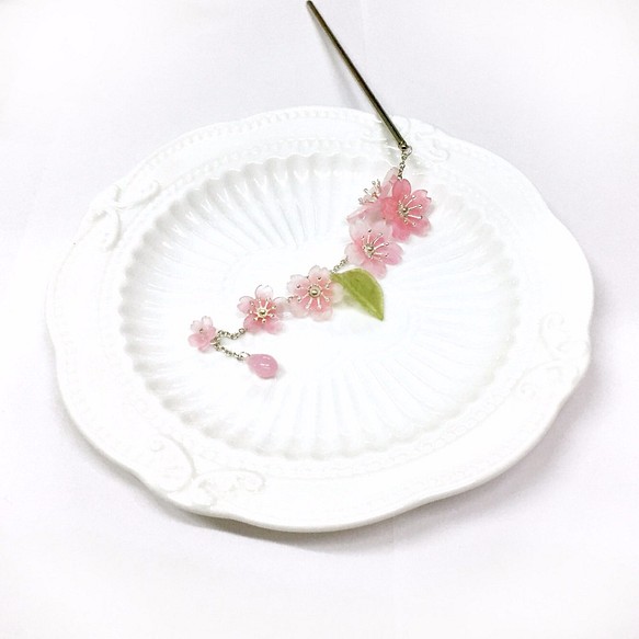 [Ruosang] [FirstBloom]桜の粉-ChunYingQingwu-ヘアピン。日本のさくらタッセルヘアピン和風/和 1枚目の画像