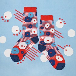 ウチワゼニクサ シースルー・シアー靴下 - 赤 1枚目の画像