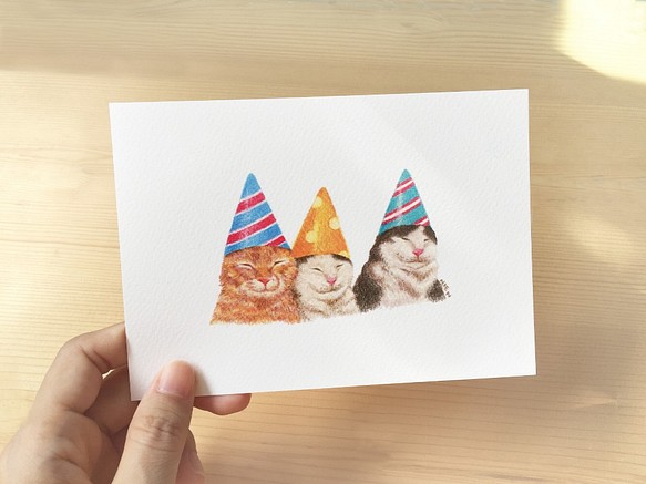 慶祝貓－明信片 第1張的照片