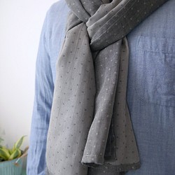 深灰雙色雙層綿紗布圍巾 長230公分 不分季節男女可用 現貨1 第1張的照片