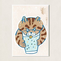 廢貓防水大貼紙 / 扁東喝水 第1張的照片