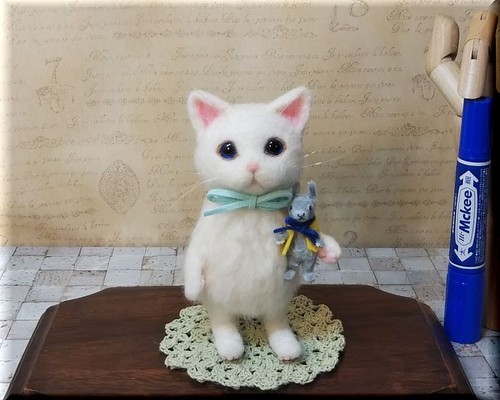 羊毛フェルト 猫 白猫ちゃん キジ猫 ねこ ネコ