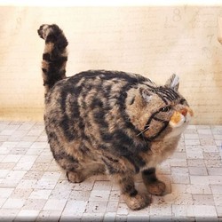 羊毛フェルト　猫　超おデブ猫　キジトラさん キジ猫　ねこ　ネコ 1枚目の画像