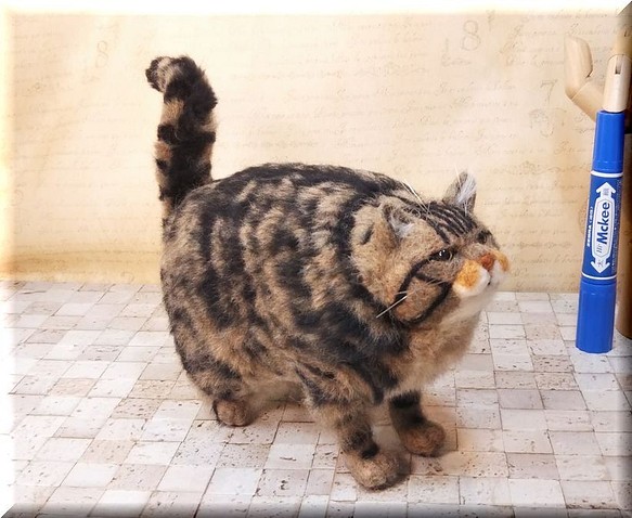 羊毛フェルト　猫　超おデブ猫　キジトラさん キジ猫　ねこ　ネコ 1枚目の画像