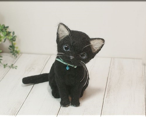 羊毛フェルト　猫　黒猫ちゃん　ねこ　ネコ