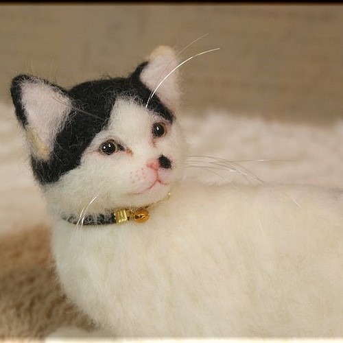 羊毛フェルト 猫 はちわれ猫さん ジャパニーズ・ボブテイル ねこ ネコ 