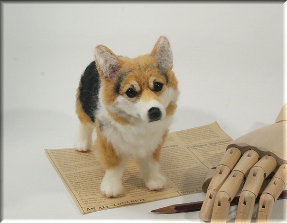 羊毛フェルト　犬　コーギーさん　ウェルシュ・コーギー　犬フィギュア 1枚目の画像