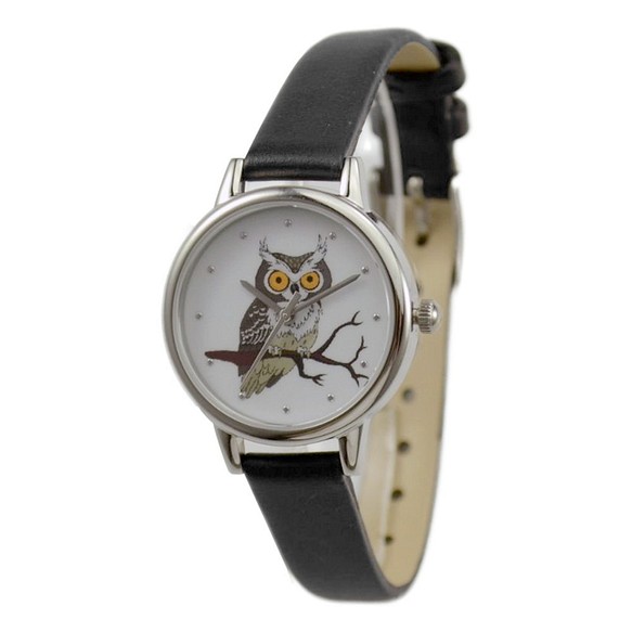 聖誕禮物女裝 彩色貓頭鷹手錶 黑色錶帶 女錶 全球免運 第1張的照片