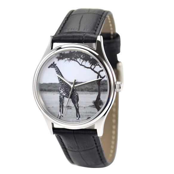 長頸鹿手錶(黑白草原) - 男女兼用 - 全球免運 第1張的照片