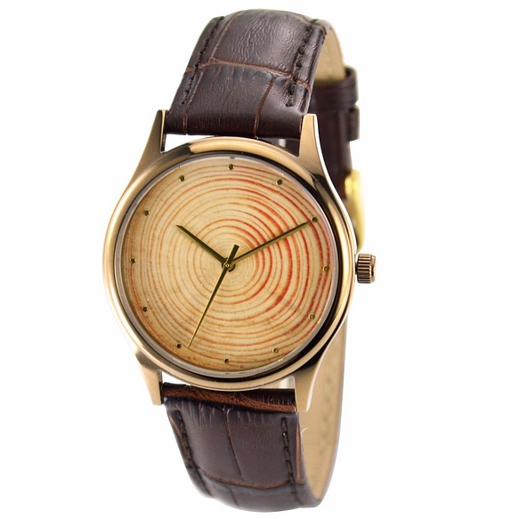年輪手錶 啡色 中性設計 全球免運 第1張的照片