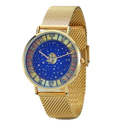 クラシックミニマリスト12コンステレーションの腕時計（太陽のパターン）は、メッシュベルトを織ったローズゴールド - 送料無料で世 1枚目の画像