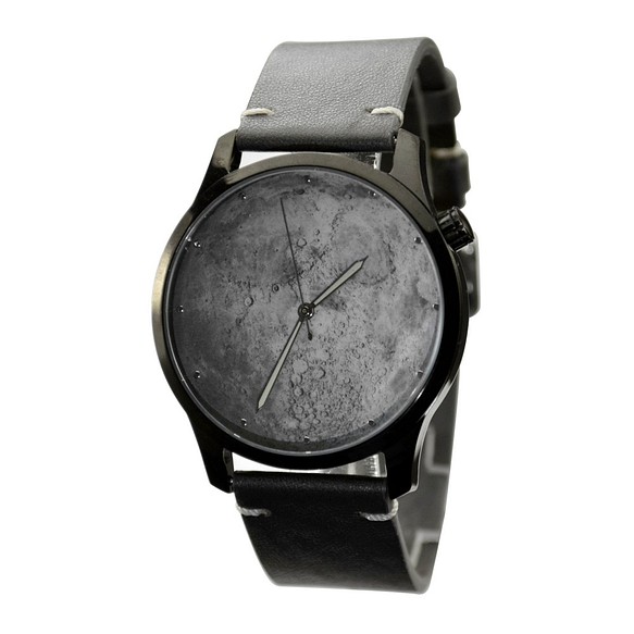 灰色月球手錶 黑殼 - 大裝 - 全球免運 第1張的照片